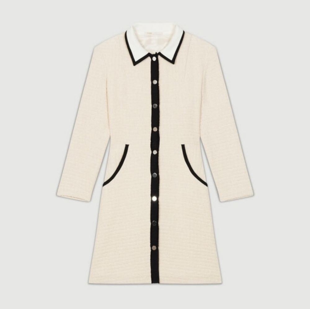 NWT Maje Ivory Renalo Cotton Tweed Dress jacket